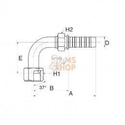 8GS8FJX90M; GATES; Racc. à sertir 90° DN13-3/4 JIC; pièce detachée