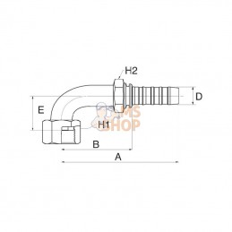6GS6FFORX90S; GATES; Racc. à sertir 90° DN10-11/16 SAE; pièce detachée