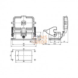 09300100303; HARTING; Embase encastrée 10B; pièce detachée