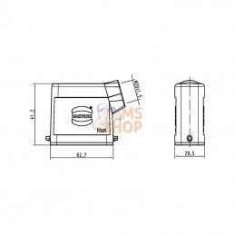 19200101540; HARTING; Capot 10A M20 entrée latérale; pièce detachée