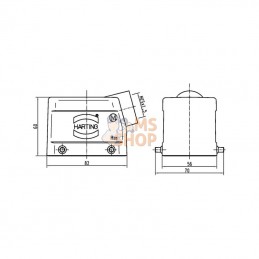 19200321521; HARTING; Capot 32A M25 entrée latérale; pièce detachée