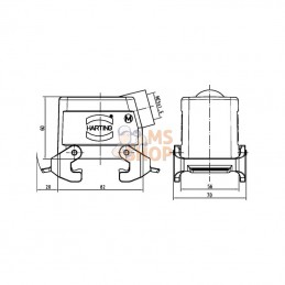 19200321531; HARTING; Capot d'acc. 32A M25 entrée latérale; pièce detachée