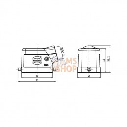 19300061541; HARTING; Capot 6B M25 entrée latérale; pièce detachée