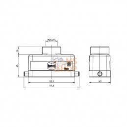 19300161441; HARTING; Capot 16B M25 entrée verticale; pièce detachée