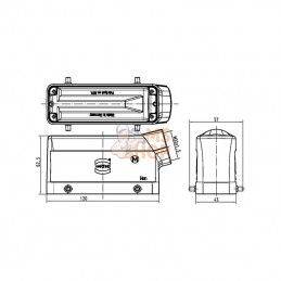 19300241522; HARTING; Capot 24B M32 entrée latérale; pièce detachée