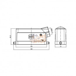 19300241541; HARTING; Capot 24B M25 entrée latérale; pièce detachée