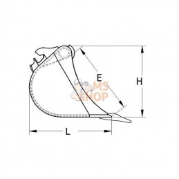 TSC4025AD6B; KLAC; Godet de terrassement Klac system, C/ C4 250mm, dents Esco V13; pièce detachée