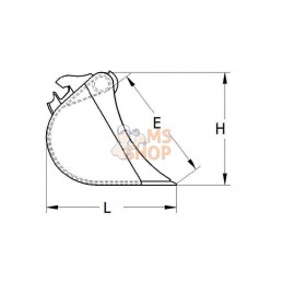 TS12050AD6B; KLAC; Godet de terrassement type MORIN, M1/ 12 500mm, dents Esco V13; pièce detachée