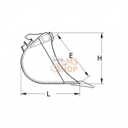 TS02045AD6B; KLAC; Godet de terrassement type MORIN, M0/ 02 450mm, dents Esco V13; pièce detachée