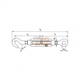 148010HG; KRAMP; Tendeur ouvert 1 oeillet 1 crochet M10; pièce detachée