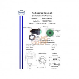 11245170PN; PNEUTRON; Interrupteur à poussoir, soulever et abaisser, rond, vert; pièce detachée