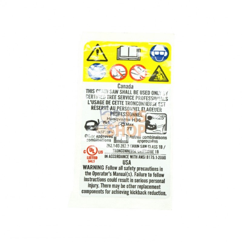 522635301; HUSQVARNA; LABEL.CAUTION | HUSQVARNA; pièce detachée