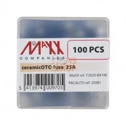 SI12025; IMAXX; Fusible stéatite 25A longueur 25mm bleu pack 100x iMaXX; pièce detachée