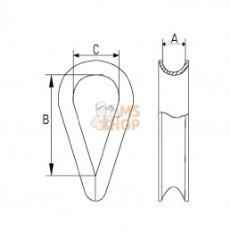 WT03RVS; KRAMP; Cosse-coeur inox-A4 3 mm; pièce detachée