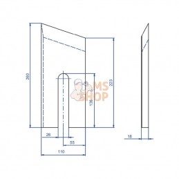 WCB00781; KRAMP; Lame de broyeur 110x260x18; pièce detachée