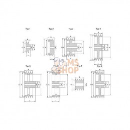 118A2; KRAMP; Poulie pour courroie trapézoïdale 2 rainures A ou SPA diamètre 123.50 mm Kramp; pièce detachée