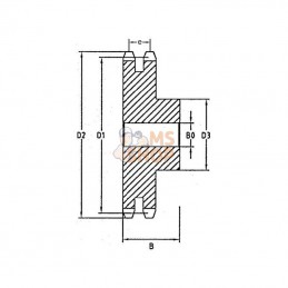 SD3857; KRAMP; Plateau Duplex 57 dents chaîne 3/8" 06 B-2 Kramp; pièce detachée