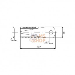 281440N; KRAMP; "Couteau d18 50x173mm ép4 Faucillé 2faces incurvé p/BISO"; pièce detachée