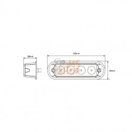 LA20011; KRAMP; Avertisseur flash LED orange 4x3W 12/24V; pièce detachée
