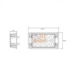 LA20012; KRAMP; Avertisseur flash LED orange 8x3W duo 12/24V; pièce detachée
