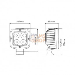 LA10044; KRAMP; Phare de travail LED carré 40W 4000lm faisceau large; pièce detachée