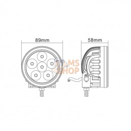 LA10081; KRAMP; Phare de travail LED rond 18W 1440lm faisceau large; pièce detachée