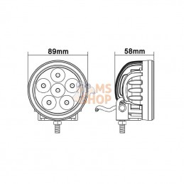 LA10081; KRAMP; Phare de travail LED rond 18W 1440lm faisceau large; pièce detachée