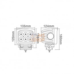 LA10082; KRAMP; Phare de travail LED carré 60W 5400lm faisceau large; pièce detachée