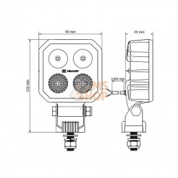 LA10002; KRAMP; Phare de travail LED carré 9W 1000lm combo bleu; pièce detachée