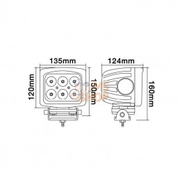 LA10082; KRAMP; Phare de travail LED carré 60W 5400lm faisceau large; pièce detachée