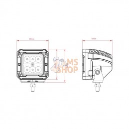 LA10092; KRAMP; Phare de travail LED carré 18W 1620lm faisceau large; pièce detachée