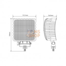 LA10047; KRAMP; Phare de travail LED carré 48W 3840lm faisceau large; pièce detachée