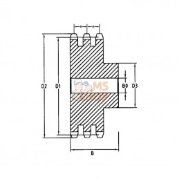 ST1219; KRAMP; Pignon Triplex 19 dents chaîne 1/2" 08 B-3 Kramp; pièce detachée