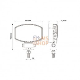 LA10020; KRAMP; Phare de travail LED ovale 15W 1900lm faisceau large; pièce detachée
