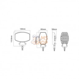 LA10020; KRAMP; Phare de travail LED ovale 15W 1900lm faisceau large; pièce detachée