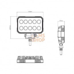 LA10021; KRAMP; Phare de travail LED rectangle 15W 1900lm faisceau large; pièce detachée