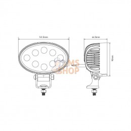 LA10058; KRAMP; Phare de travail LED ovale 24W 2240lm faisceau large; pièce detachée