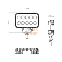 LA10022; KRAMP; Phare de travail LED rectangle 15W 1900lm longue portée; pièce detachée