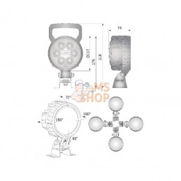 LA10015; KRAMP; Phare de travail LED rond 25W 2000lm longue portée - Omega; pièce detachée
