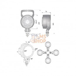 LA10010; KRAMP; Phare de travail LED rond 24W 1500lm longue portée; pièce detachée