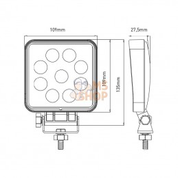 LA10051; KRAMP; Phare de travail LED carré 27W 1800lm faisceau large; pièce detachée