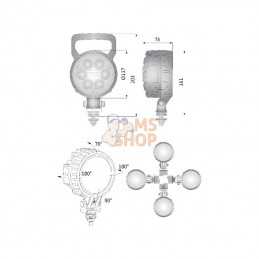 LA10012; KRAMP; Phare de travail LED rond 25W 2000lm longue portée; pièce detachée
