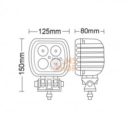 LA10029; KRAMP; Phare de travail LED carré 48W 4050lm faisceau large; pièce detachée