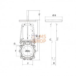 VGRH200; RAMUS; Vanne à couteau + manivel DN2; pièce detachée