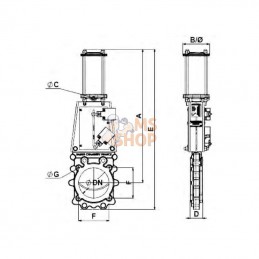 VGRP200; RAMUS; Vanne guillotine + vérin pneum. DN200; pièce detachée