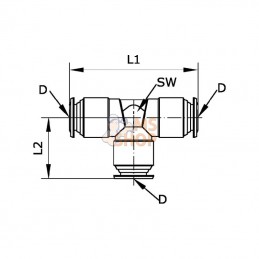 TC12B; KRAMP; Raccord enfichable T 12mm; pièce detachée