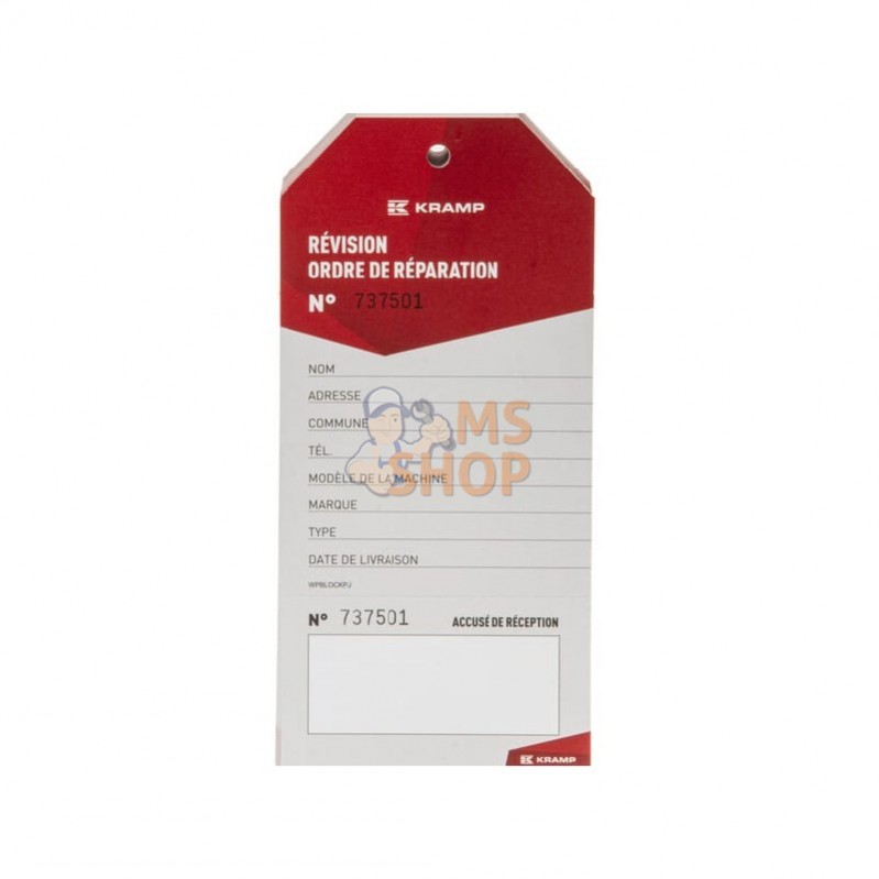 WPBLOCKPJ; KRAMP; Carnet d'entretien (100 f.) FR; pièce detachée