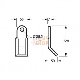 CK1500; KRAMP; Fléau y 60x7x230 d28.5 p/ Cabe; pièce detachée