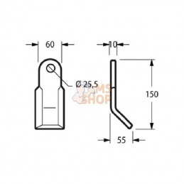 CK1100; KRAMP; Fléau y 60x10x150 Ø25.5/Agrimaster; pièce detachée