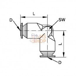 EC14B; KRAMP; Raccord enfichable en L 14mm; pièce detachée